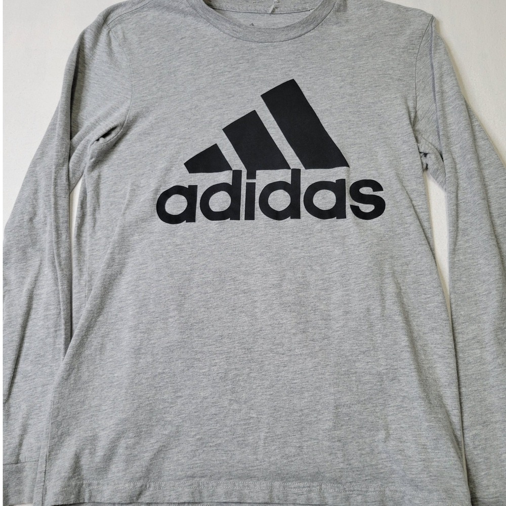 Adidas Amplifier Tee Long Sleeve Shirt Gray Black Logo Mens Small S P